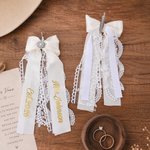 Personalised Western Cowboy Boot Rhinestone Laces Ribbon Bow Clip with Name Date Something Blue Wedding Bachelorette Party Gift for Bride