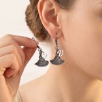 Personalized Vintage Gothic Witch Hat Leverback Earrings with Intial Charm Fall Spooky Season Accessories Halloween Birthday Gift for Women