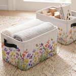 Personalized Birth Flower Design Name Large Capacity Reusable Basket with Handle Daily Use Storage Birthday Gift for Friends Family