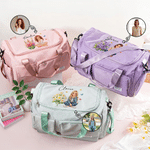 Personalised Birth Flower Butterfly Cartoon Character Multi-Compartment Travel Bag with Name and Shoulder Strap Birthday Gift for Women Friends