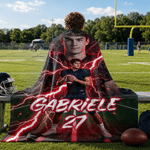 Personalised Lightning American Football Player Photo Soft Throw Blanket with Name and Number Home Decor Game Day Birthday Gift for Boy American Football Player