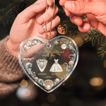 Personalised  3D-Effect Artwork First Christmas Heart‑Shaped Ornament with Name and Year Tree Decor Christmas Gift for Newlyweds Couples