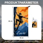 Personalisiertes Sporthandtuch mit Kletter-Silhouette und Namen | mit Landschaftsmotiv | schnelltrocknend und saugfähig | für Outdoor und Kletterfans