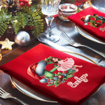 Personalized 3D-Style Artwork Character Photo Santa Hat 100% Cotton Napkin with Name and Initial Table Decor Christmas Gift for Family Friends