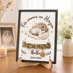 Personalisierter Haustier Gedenkrahmen mit Halsbandhalter | mit Namen und Text | Holz-Aufsteller | Trauer & Abschied Geschenk für Tierbesitzer
