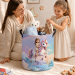 Personalized Fantasy Unicorn Cartoon Character Photo Large Capacity Storage Laundry Basket with Name Room Decor Birthday Gift for Kids Kids