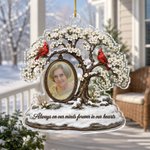 Décoration personnalisée en acrylique transparent « Always with You » (Toujours avec toi) : arbre à fleurs de cardinal – Décoration d'intérieur, cadeau de Noël ou souvenir commémoratif pour la famille