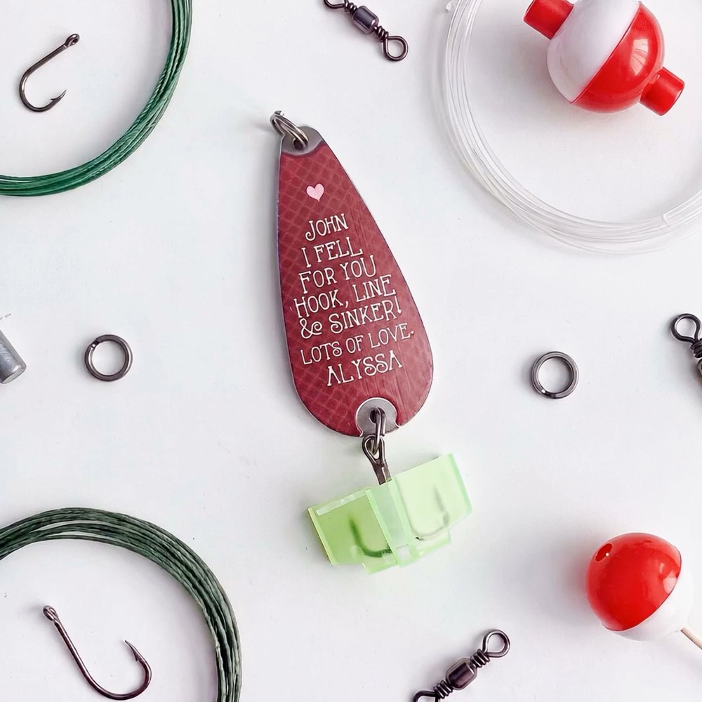 Personalised Fishing Lure Gift Set with Name and Initials Anniversary Birthday Gift for Husband Boyfriend Fishing Lover 3