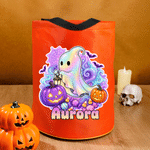 Gepersonaliseerde Halloween-spookpompoen LED-lampje-emmertas met naam – Halloween-cadeau voor ‘trick-or-treat’-activiteiten voor jongens en meisjes