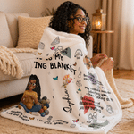 Personalised 3D-Style Artwork Cartoon Knitter Character Birth Flower Soft Hooded Blanket with Name Birthday Gift for Crocheters Knitters Crafters
