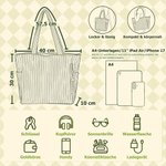 Personalisierter Bücherwurm-Mädchen Shopper mit Geburtsblumen & Namen | Große Cord-Tasche | Tote Bag | Geburtstag Geschenk für Frauen & Leseratten