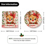Personalized Winter Christmas Theme Cartoon Animal Ceramic Jewellery Dish with Name Home Decor Christmas Gift for Girls Kids