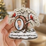 Décoration personnalisée en acrylique transparent « Always with You » (Toujours avec toi) : arbre à fleurs de cardinal – Décoration d'intérieur, cadeau de Noël ou souvenir commémoratif pour la famille