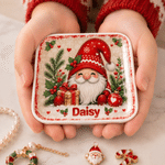 Personalized Winter Christmas Theme Cartoon Animal Ceramic Jewellery Dish with Name Home Decor Christmas Gift for Girls Kids