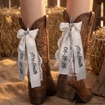 Personalised Western Cowboy Boot Rhinestone Laces Ribbon Bow Clip with Name Date Something Blue Wedding Bachelorette Party Gift for Bride