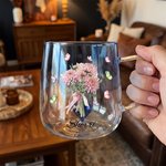 Personalised Butterfly Birth Flower 3D Heart Ornament Glass Mug with Name Mother's Day Birthday Gift for Mum Woman