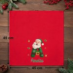 Personaliesierte 100% Baumwolle-Serviette | mit Weihnachtsmann-Motiv und Initiale | mit Namen | Weihnachtsgeschenk für Familie und Freunde