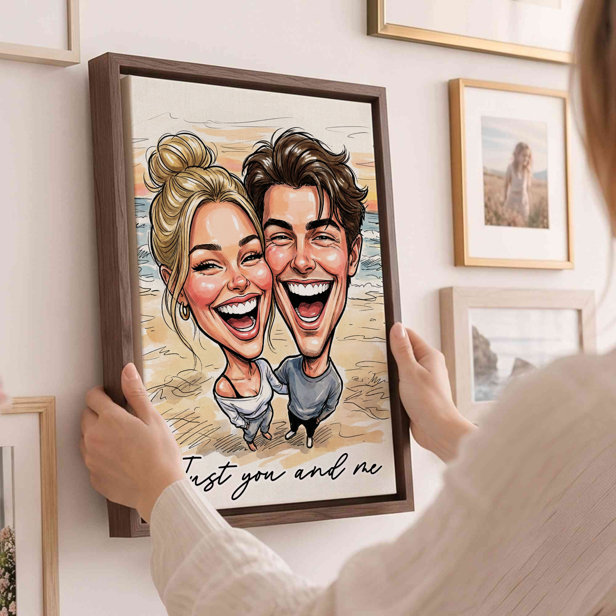 Cuadro personalizado en lienzo con foto estilo cómic de pareja con texto regalo romántico de aniversario o cumpleaños