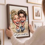 Personalisierter Fotoleinwanddruck im Comic-Stil für Paare mit Text | Romantische Wanddeko | Geschenk zum Jahrestag & Geburtstag für Paare