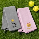 Personalized Embroidered Pickleball 100% Cotton Super Absorbent Waffle Sports Towel with Name Birthday Gift for Pickleball Players