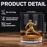 Personalized 3D-Effect Artwork Baseball Batter Pitcher Pattern 10 oz Rock Whisky Glass with Name and Number Anniversary Gift for Man Baseball Lover