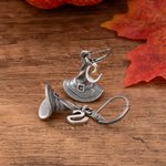 Personalized Vintage Gothic Witch Hat Leverback Earrings with Intial Charm Fall Spooky Season Accessories Halloween Birthday Gift for Women