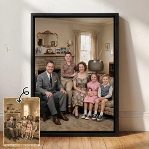 Stampa su tela personalizzata, con restauro di foto d'epoca e ritratto di famiglia - Regalo di compleanno per familiari