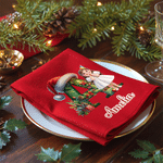 Personalized 3D-Style Artwork Character Photo Santa Hat 100% Cotton Napkin with Name and Initial Table Decor Christmas Gift for Family Friends