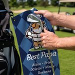 Personlig golfhandduk med tecknade djurmotiv, diamantmönster och snabbtorkande, med namn – för daglig användning, födelsedagspresent till golfentusiaster