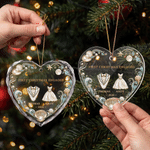 Personalised  3D-Effect Artwork First Christmas Heart‑Shaped Ornament with Name and Year Tree Decor Christmas Gift for Newlyweds Couples