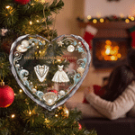 Personalised  3D-Effect Artwork First Christmas Heart‑Shaped Ornament with Name and Year Tree Decor Christmas Gift for Newlyweds Couples