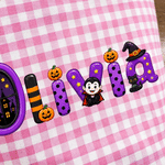 Henkilökohtainen Halloween-teemainen haamukurpitsa-ruudullinen karkkikori, jossa on nimi ja alkukirjain – ”Trick or Treat” -juhlaan sopiva Halloween-lahja lapsille