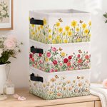Personalized Birth Flower Design Name Large Capacity Reusable Basket with Handle Daily Use Storage Birthday Gift for Friends Family