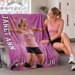 Manta deportiva suave personalizada, estilo pintura al óleo multicolor con foto, nombre y número; regalo de aniversario o cumpleaños para los amantes del deporte