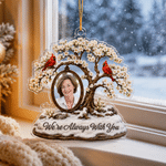Décoration personnalisée en acrylique transparent « Always with You » (Toujours avec toi) : arbre à fleurs de cardinal – Décoration d'intérieur, cadeau de Noël ou souvenir commémoratif pour la famille