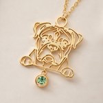 Personalised Dog Breed Silhouette Birthstone Necklace with Name Dainty Jewellery Birthday Anniversary Gift for Dog Pet Lovers