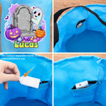 Gepersonaliseerde Halloween-spookpompoen LED-lampje-emmertas met naam – Halloween-cadeau voor ‘trick-or-treat’-activiteiten voor jongens en meisjes
