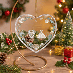 Personalised  3D-Effect Artwork First Christmas Heart‑Shaped Ornament with Name and Year Tree Decor Christmas Gift for Newlyweds Couples