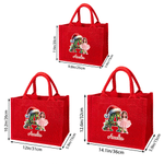 Personalised Christmas Cartoon Character  Large Jute Tote Bag with Name and Initial Christmas Party Gift for Kids