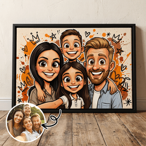 Láminas en lienzo personalizadas con retratos al estilo de los cómics de «Crown» Regalo de cumpleaños para familiares y amigos
