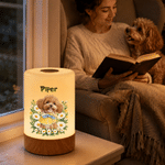 Personalisiertes Haustierfoto LED-Nachtlicht | mit Geburtsblumen & Namen | Touch-dimmbar | Geburtstag Geschenk für Tierliebhaber
