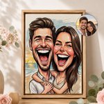 Personalisierter Fotoleinwanddruck im Comic-Stil für Paare mit Text | Romantische Wanddeko | Geschenk zum Jahrestag & Geburtstag für Paare