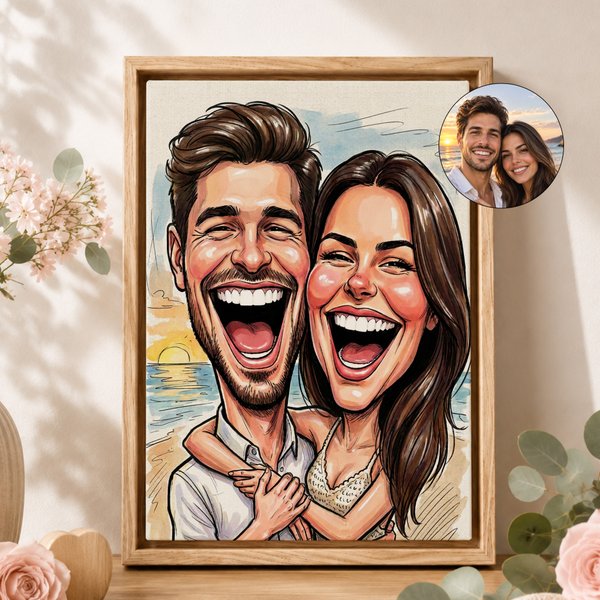Personalised Couple Comic Style Photo Canvas Prints with Text Romantic Wall Decor Ship from USA Anniversary Birthday Gift for Couples Newlyweds