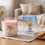 Personalised Butterfly Birth Flower 3D Heart Ornament Glass Mug with Name Mother's Day Birthday Gift for Mum Woman