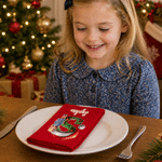 Personalized 3D-Style Artwork Character Photo Santa Hat 100% Cotton Napkin with Name and Initial Table Decor Christmas Gift for Family Friends