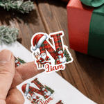 Autocollants personnalisés de Noël : Père Noël, bonhomme de neige, renne, motif à carreaux et initiale, avec prénom – Décoration de Noël, cadeau pour la famille, les amis et les enfants
