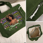 Sac fourre-tout en velours côtelé personnalisé, avec motif 3D, personnage de dessin animé, photo, messages positifs et prénom – Indispensable pour les voyages et le quotidien – Cadeau d'anniversaire p