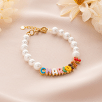Personalised Colourful Macaron Enamel Letter Pearl Bead Sterling Silver Adjustable Bracelet with Name Birthday Gift for Women Girls