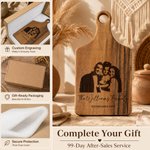 Personalized Engraved Photo Text Wooden Bamboo Reversible Cutting Board with Date and Grip Ship from USA Housewarming Anniversary Gift for Family