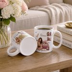 Personalized 3D-Effect Artwork Cartoon Character Birth Flower 11 oz 15 oz Ceramic Mug with Name Daily Use Birthday Gift for Book Lover Woman